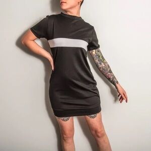Black Tee Dress with White Stripe